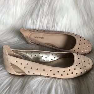 Nine West Marie Ballet Flat Beige Tan Suede 7.5